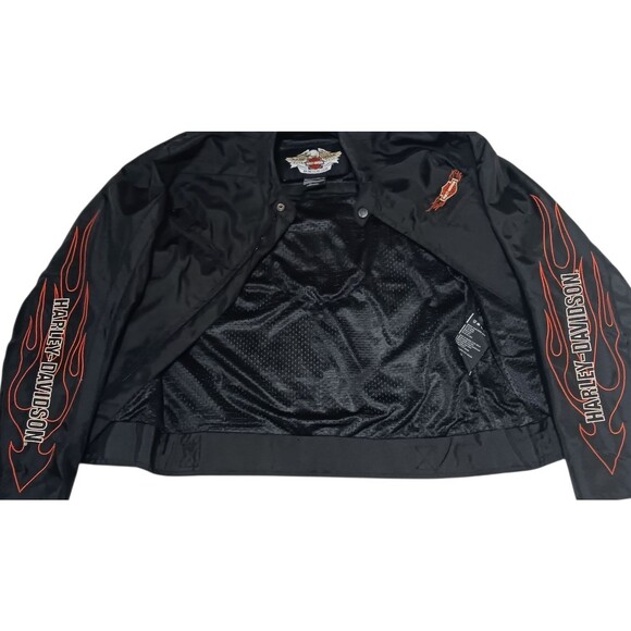 Harley Davidson Motorcycle Jacket Men's Large Black Nylon Lined Logo Spell Out - Picture 6 of 11